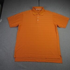 Adidas Polo Shirt Mens Large Orange Striped Clima Cool Golf Short Sleeve